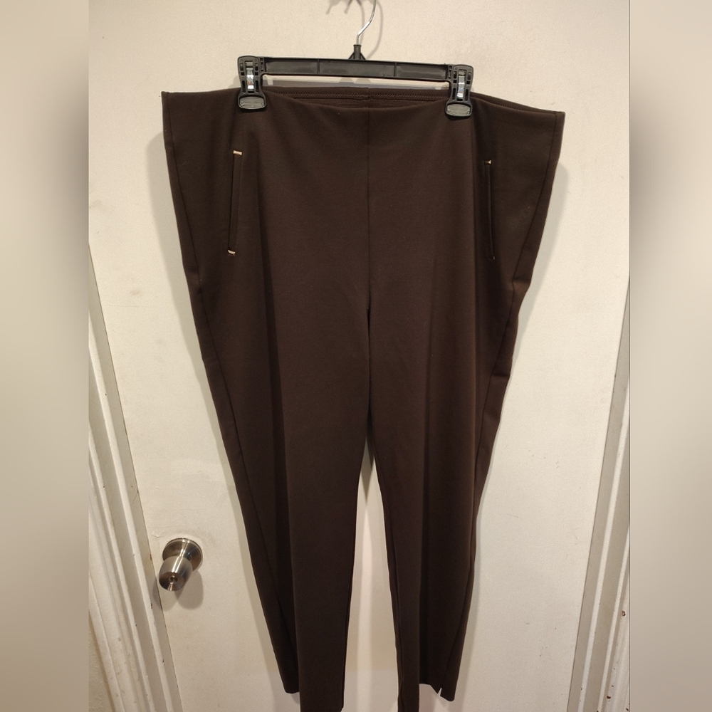 Chico's Women's Chocolate Brown Juliet Slim Trim Detail Ankle Pants Sz 3.5 (18R)
